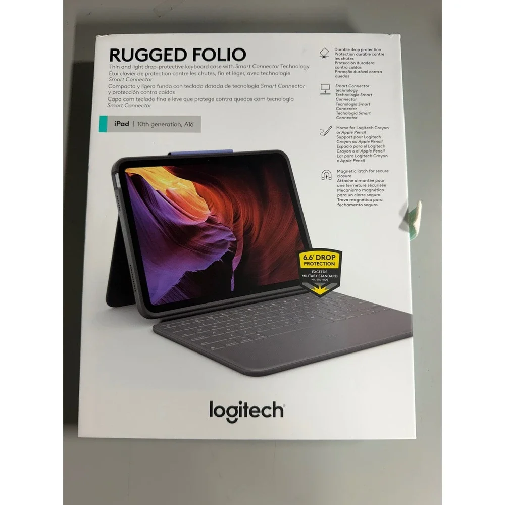 Logitech Rugged Folio Keyboard Case for iPad 10th Gen Oxford Grey 920-011295